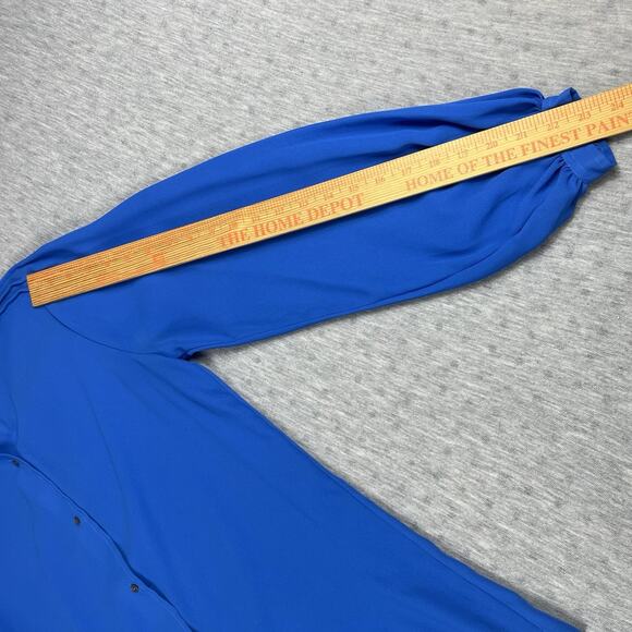 Vintage Givenchy For Chesa Mother Of Pearl Button Up Blouse Blue Size 6 Pleated - Picture 12 of 15